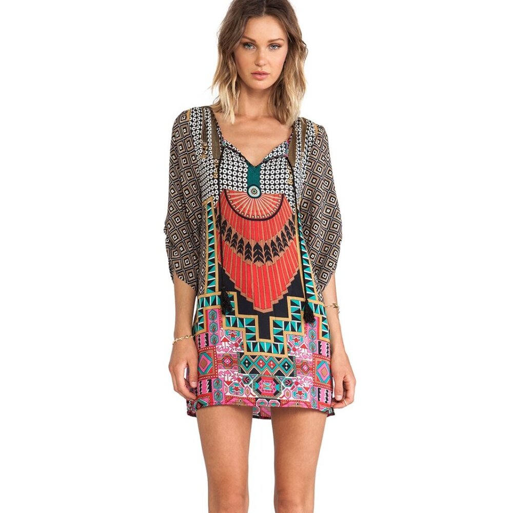 TOLANI Multicolor Tunic Mini Dress (Small)